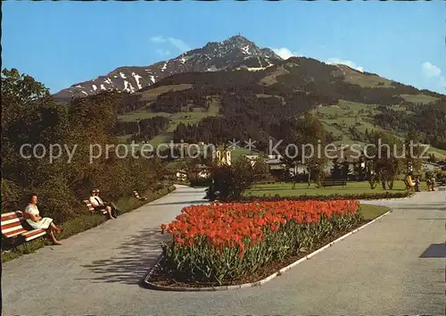 St Johann Tirol mit Kitzbueheler Horn Kurpromenade Kat. St. Johann in Tirol