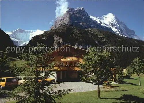 Grindelwald Chalet Waettertanna Mettenberg mit Fiescherhoerner Eiger Berner Alpen Kat. Grindelwald