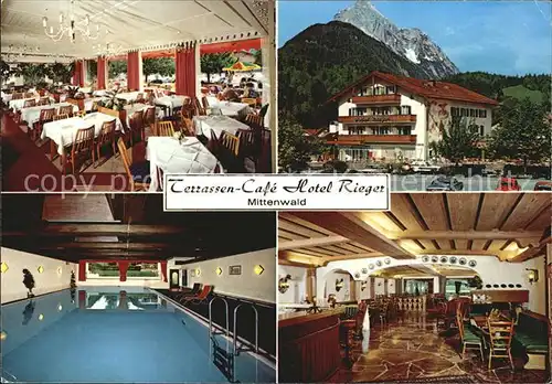 Mittenwald Bayern Terrassen Cafe Hotel Rieger  Kat. Mittenwald