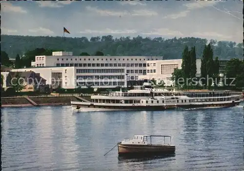 Bonn Rhein Bundeshaus Dampfer  Kat. Bonn