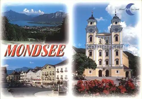 Mondsee Salzkammergut Panorama Teilansicht Kirche Kat. Mondsee