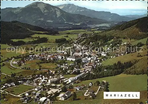 Mariazell Steiermark mit Gemeindealpe und oetscher Fliegeraufnahme Kat. Mariazell