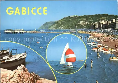 Gabicce Mare Strand Seebruecke Segeln Hafen Fischerboot Kat. Italien