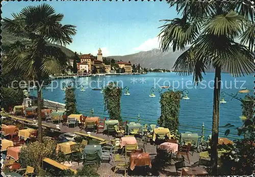 Gardone Riviera Lago di Garda Restaurant Terrasse Gardasee Palmen Kat. Italien