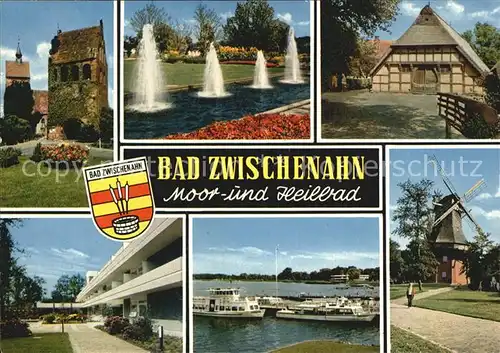 Bad Zwischenahn Moor und Heilbad Wasserspiele Kurhotel Bootsanleger Windmuehle Kat. Bad Zwischenahn