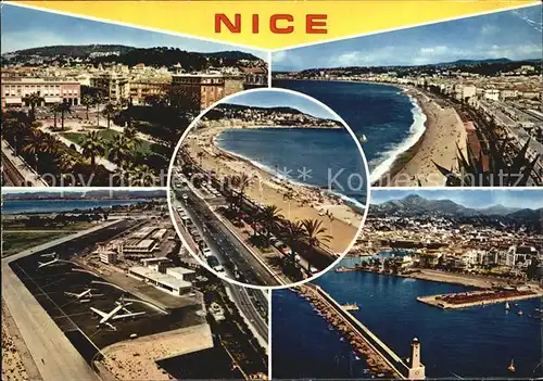 Nice Alpes Maritimes Vues generales Plage Aeroport vue aerienne Kat. Nice