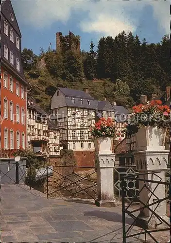 Monschau Eifel Rotes Haus mit Ruine Haller Kat. Monschau