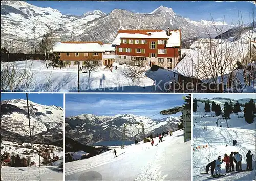 Filzbach Blick von der Sesselbahn Skilift Habergschwend Bortegg Kat. Filzbach