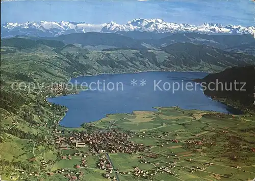 Aegeri mit See und Alpen Fliegeraufnahme Kat. Zug