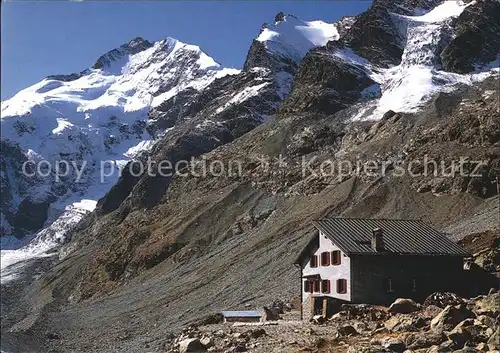 Bovalhuette mit Piz Bernina Kat. Morteratsch