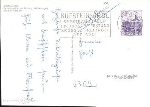 Kufstein Tirol Gesamtansicht mit Festung und Kaisergebirge Kat. Kufstein