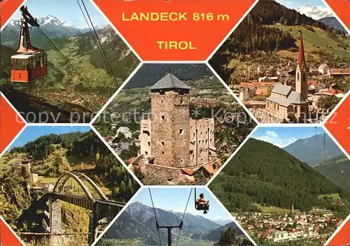 Landeck Tirol Bergbahn Eisenbahnbruecke Schloss Kirche Alpenblick Kat. Landeck