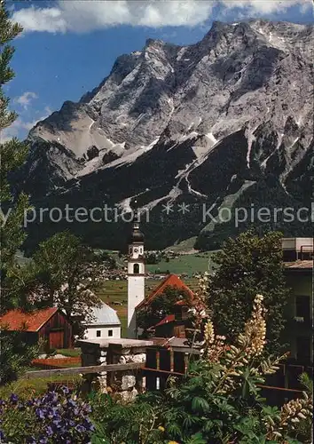 Lermoos Tirol Ortsansicht mit Kirche Zugspitze Wettersteingebirge Kat. Lermoos