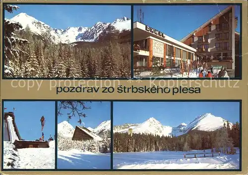 Strbske Pleso Hotel Skisprungschanze Winterpanorama Hohe Tatra Kat. Tschirmer See Vysoke Tatry