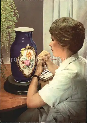 Meissen Elbe Sachsen Junge Malerin an Vase S 180 Kat. Meissen