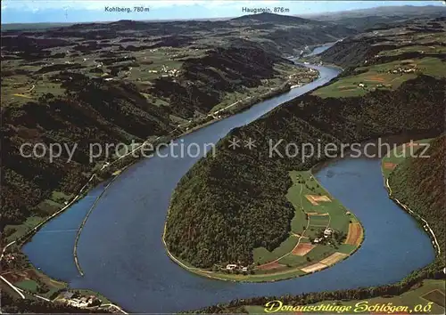 Schloegen Fliegeraufnahme Donauschlinge Kat. Haibach ob der Donau