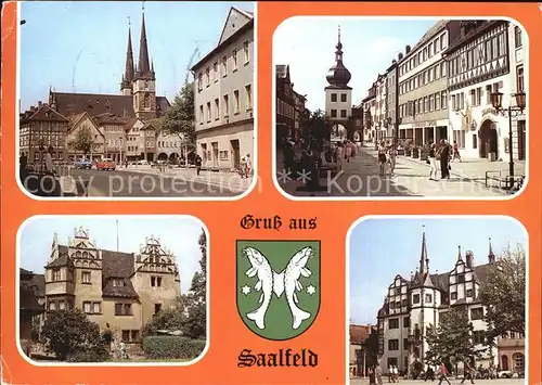 Saalfeld Saale Markt mit Sankt Johannkirche Blankenburger Strasse Schloss Rathaus Kat. Saalfeld