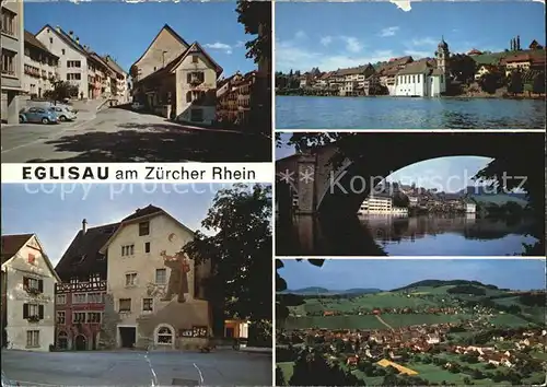 Eglisau Dorfpartien am Zuercher Rhein Fliegeraufnahme Kat. Eglisau