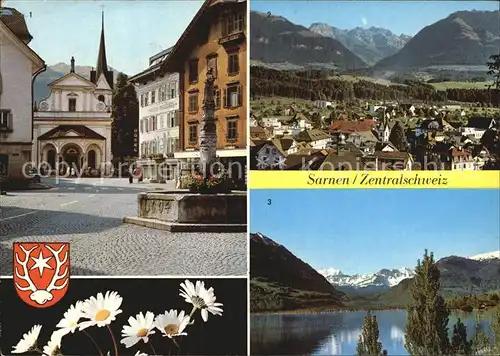 Sarnen Dorfplatz Melchtalerberge Sarnersee Wetterhorngruppe Kat. Sarnen