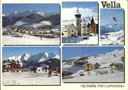 Vella Total Kirche Skilift Dorfblick Kat. Vella