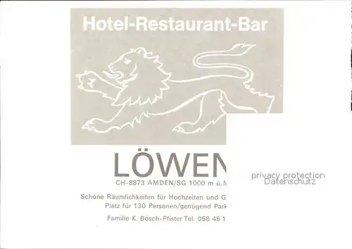 Amden SG Hotel Restaurant Loewen Kat. Amden