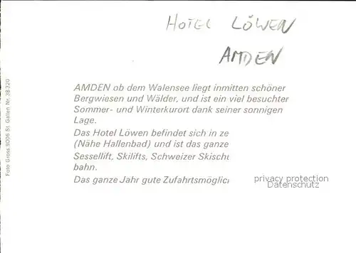 Amden SG Hotel Loewen Kat. Amden