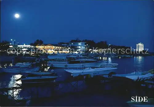 Side Antalya Hafen Apollontempel Nachtaufnahme Kat. Tuerkei