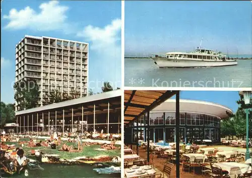 Balaton Plattensee Hotel Personenschiff Terrasse  Kat. Ungarn