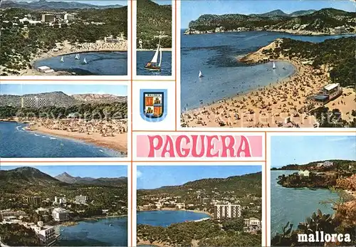 Paguera Mallorca Islas Baleares Fliegeraufnahme Strand Bucht Teilansicht  Kat. Calvia