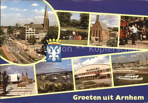 Arnhem Teilansichten Schwanenteich Kirche Bruecke Rijnhal Kat. Arnhem