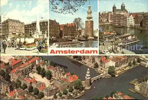 Amsterdam Niederlande Nationaldenkmal Turm Grachtenhaeuser Fliegeraufnahme Kat. Amsterdam