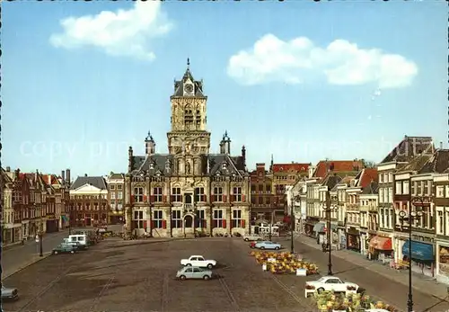 Delft Markt met Stadhuis Rathaus Kat. Delft