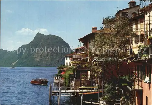 Gandria Lago di Lugano Dorfmotiv Monte San Salvador Kat. Gandria