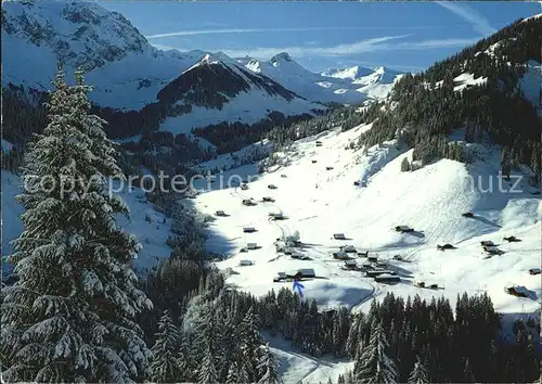 Gilbach Adelboden BE mit Skigebiet Geils Regenbolshorn Kat. Adelboden