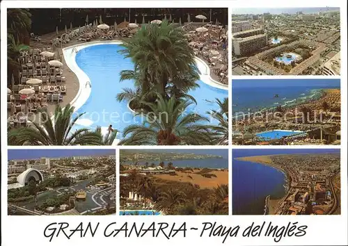 Playa del Ingles Gran Canaria Fliegeraufnahme  Strand Poolanlage Kat. San Bartolome de Tirajana