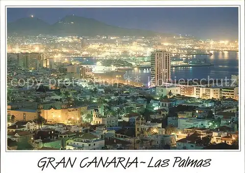 Las Palmas Gran Canaria Fliegeraufnahme bei Nacht Kat. Las Palmas Gran Canaria