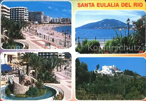 Santa Eulalia del Rio Promenade Brunnen Burg Kat. Ibiza Islas Baleares