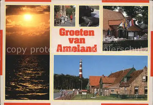 Ameland Sonnenuntergang Nordseeinsel Ortspartien Leuchtturm Kat. Niederlande