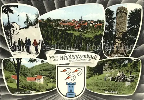 Waldkatzenbach Muehle im Hoellgrund Skisprungschanze Aussichtsturm Kuranlagen Kat. Waldbrunn