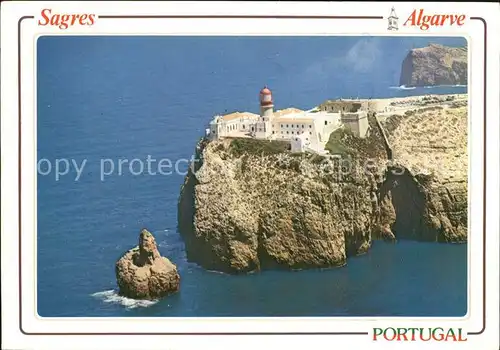 Sagres Algarve Cabo Sao Vicente Kap Felsenkueste Leuchtturm Fliegeraufnahme Kat. Faro