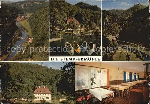 Muggendorf Fraenkische Schweiz Gasthof Pension Stempermuehle an der Wiesent Kanu Kat. Wiesenttal