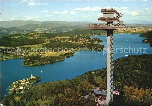 Kaernten Pyramidenkogel Aussichtsturm Woerthersee Maria Woerth Klagenfurt Kat. Villach