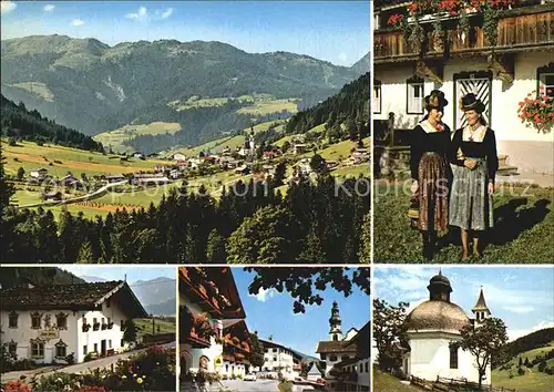 Oberau Tirol Hochtal Wildschoenau Frauen mit Tracht Kirche Ortsansichten  Kat. Wildschoenau
