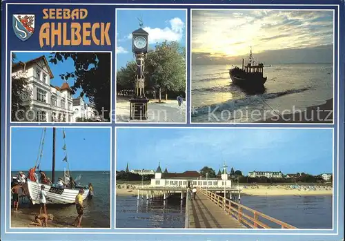 Ahlbeck Ostseebad Insel Usedom Fischerboote Ortsansichten Schiffsanlegesteg Kat. Heringsdorf Insel Usedom