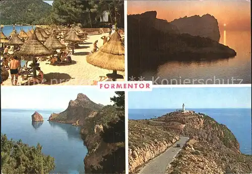 Formentor Strand Huetten Abendstimmung Leuchtturm Kat. Cap Formentor Islas Baleares Spanien