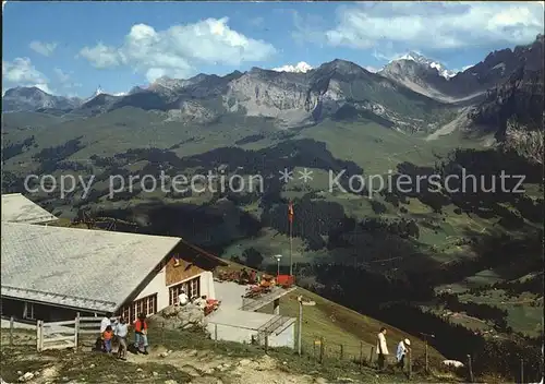 Adelboden Bergrestaurant Schwandfeldspitz Aermighorn Eiger Bluemlisalp Kat. Adelboden