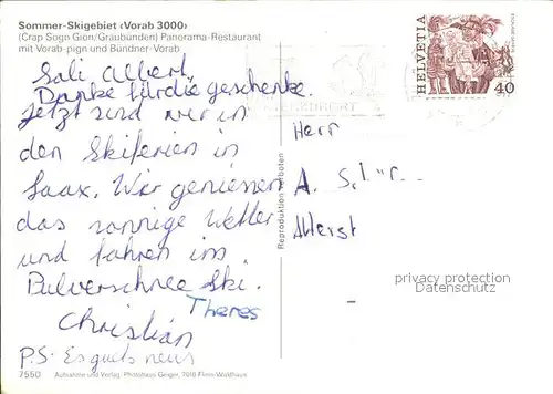 Vorab Pign Sommerskigebiet Vorab 3000 Buendner Vorab Kat. Vorab Pign