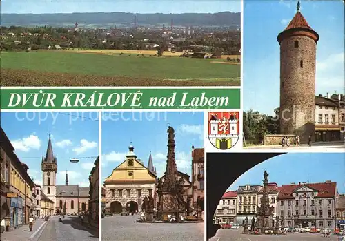 Dvur Kralove nad Labem Gesamtansicht Turm Rathaus Denkmal Kat. Koeniginhof an der Elbe