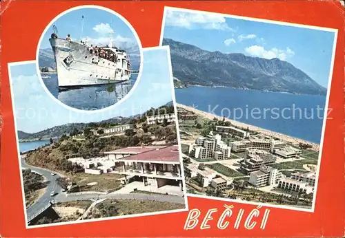 Becica Faehrschiff Luftbild Kat. Montenegro