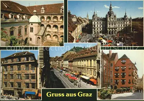 Graz Steiermark Fussgaengerzone Altstadt Landhaushof Rathaus  Kat. Graz